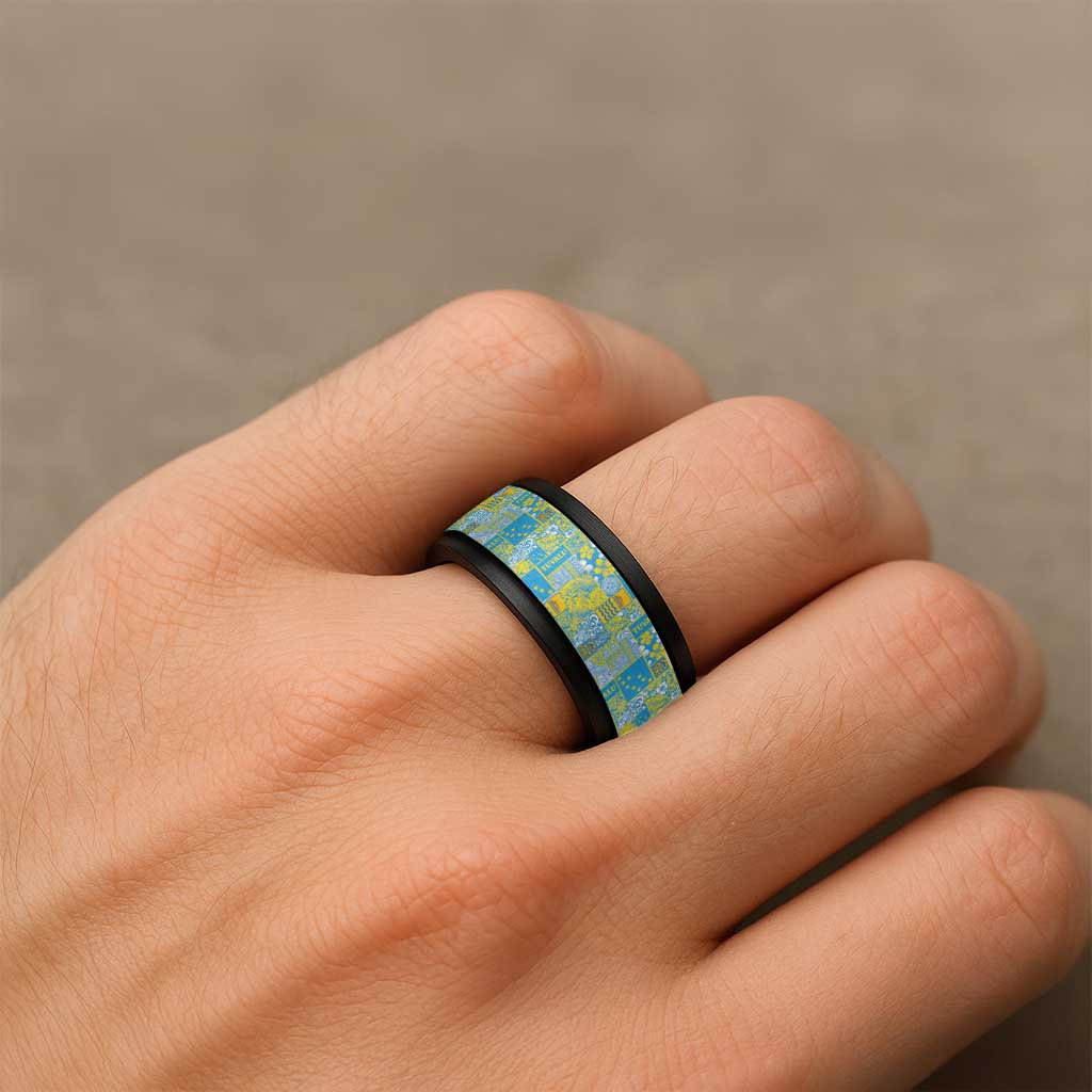 Tuvalu Manuia te Kilisimasi Spinner Ring Pacific Patchwork Xmas Vibes - Polynesian Pride