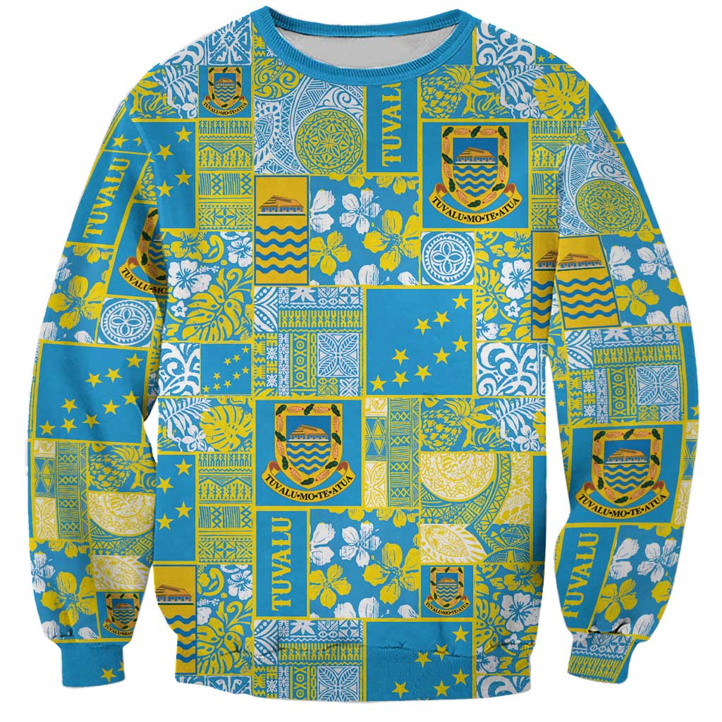 Tuvalu Manuia te Kilisimasi Sweatshirt Pacific Patchwork Xmas Vibes - Polynesian Pride