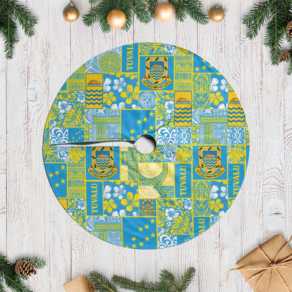 Tuvalu Manuia te Kilisimasi Tree Skirt Pacific Patchwork Xmas Vibes - Polynesian Pride