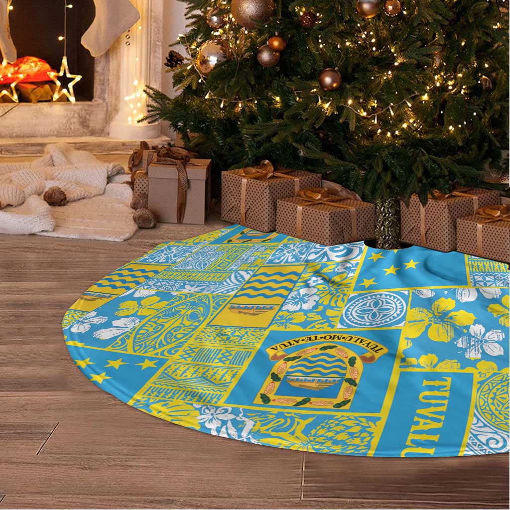 Tuvalu Manuia te Kilisimasi Tree Skirt Pacific Patchwork Xmas Vibes - Polynesian Pride