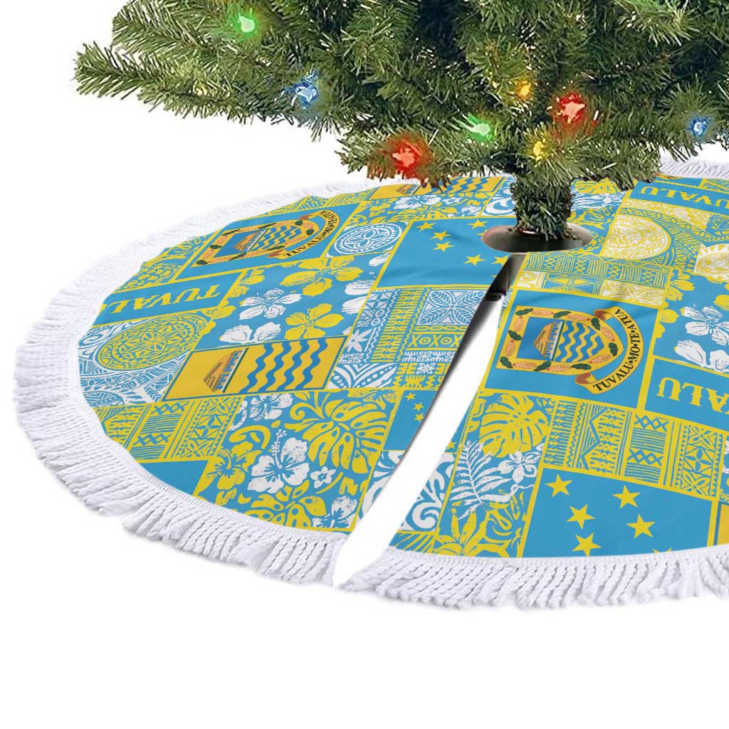 Tuvalu Manuia te Kilisimasi Tree Skirt Pacific Patchwork Xmas Vibes - Polynesian Pride