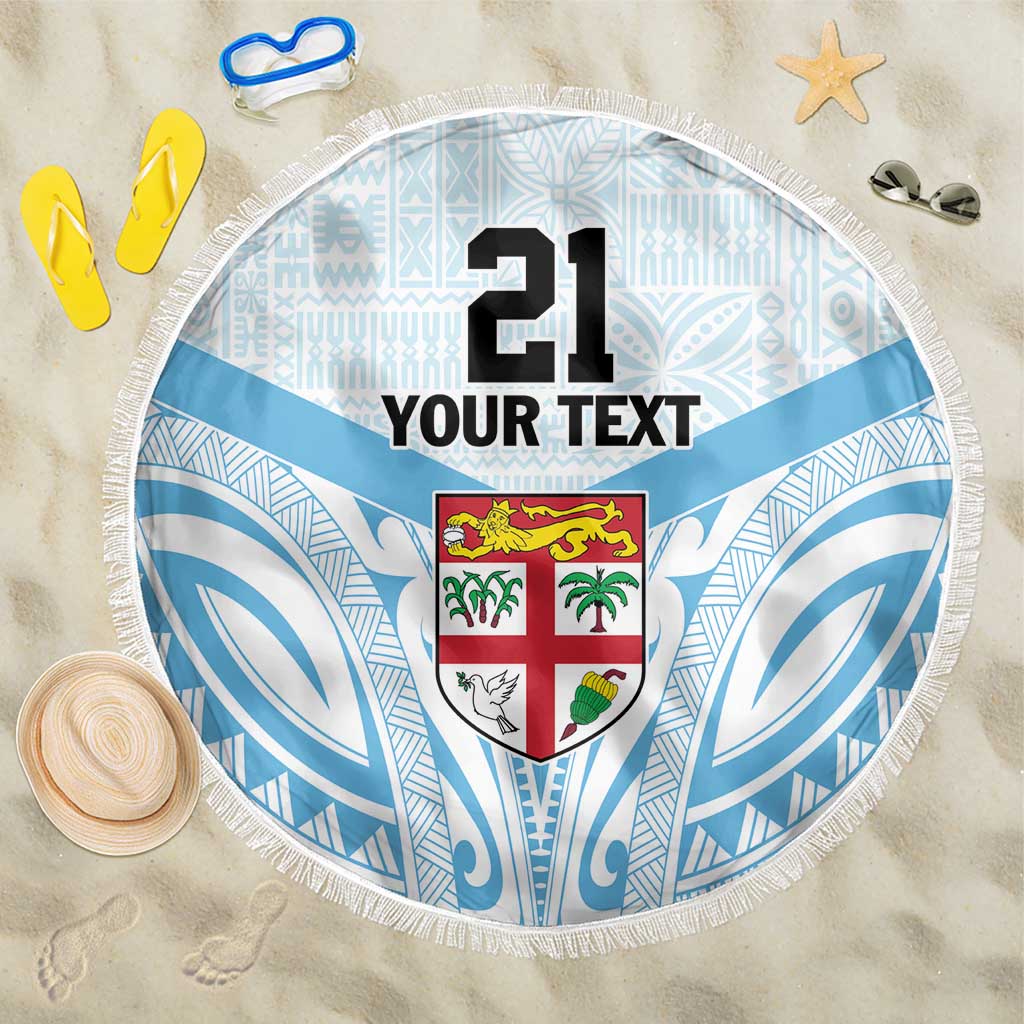 Fiji Football Custom Beach Blanket Bula Boys Go Champions LT9 One Size 150cm Blue - Polynesian Pride