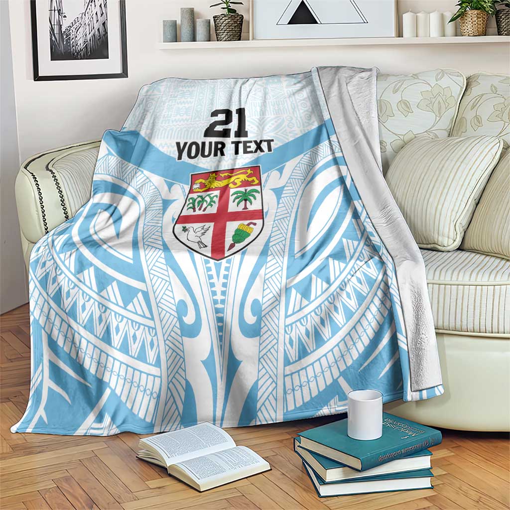 Fiji Football Custom Blanket Bula Boys Go Champions LT9 Blue - Polynesian Pride