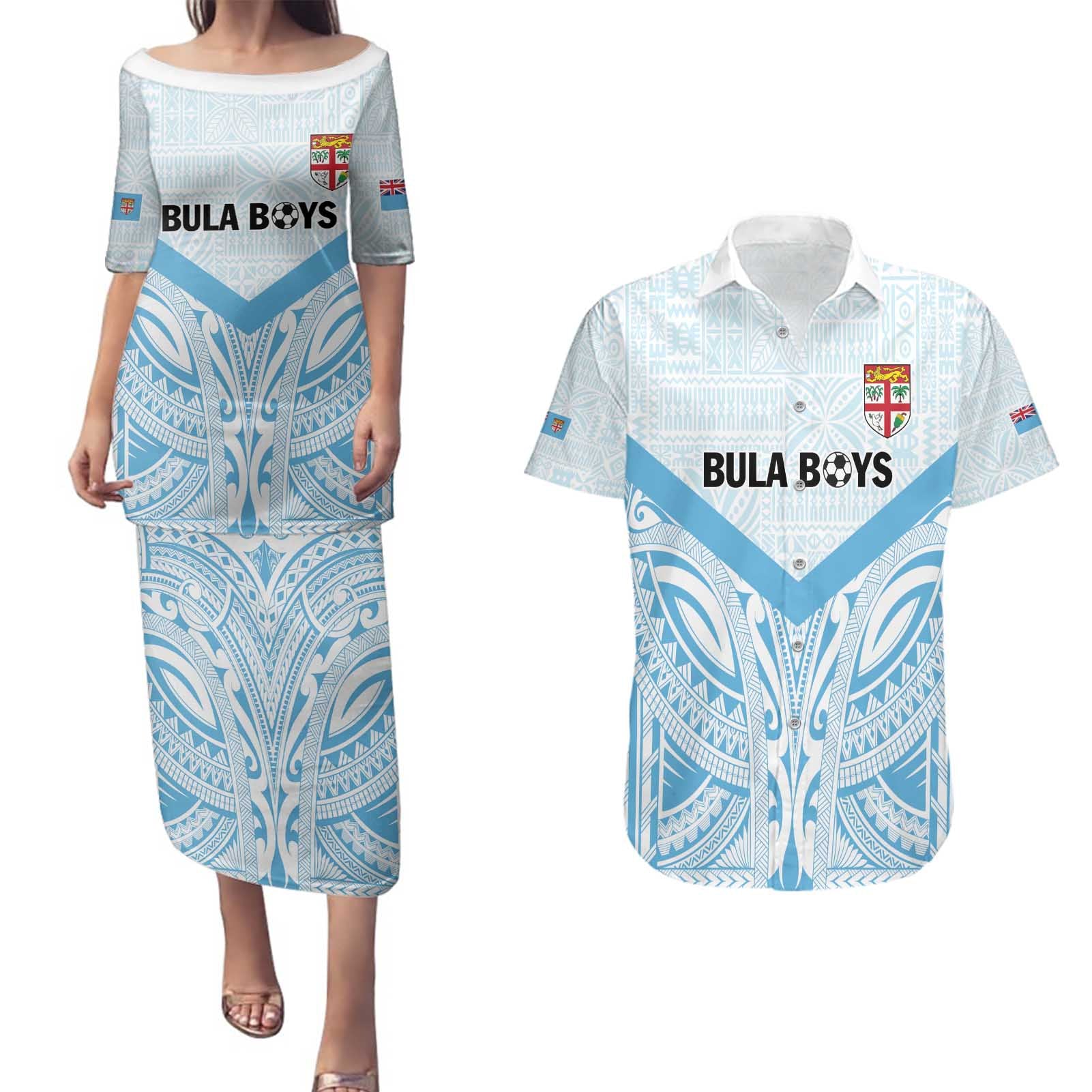 Fiji Football Custom Couples Matching Puletasi and Hawaiian Shirt Bula Boys Go Champions