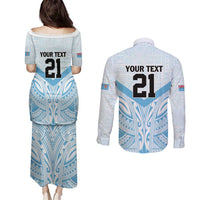 Fiji Football Custom Couples Matching Puletasi and Long Sleeve Button Shirt Bula Boys Go Champions LT9 - Polynesian Pride