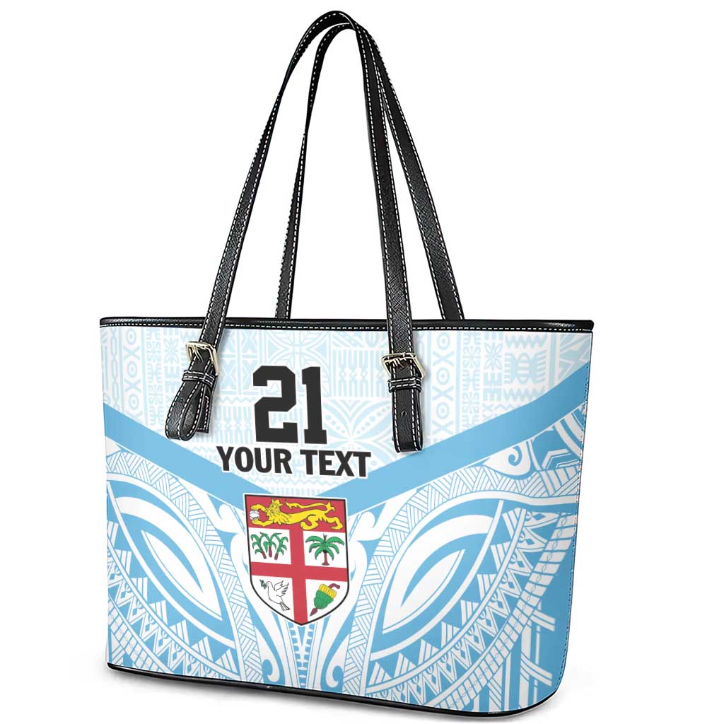Fiji Football Custom Leather Tote Bag Bula Boys Go Champions LT9 - Polynesian Pride