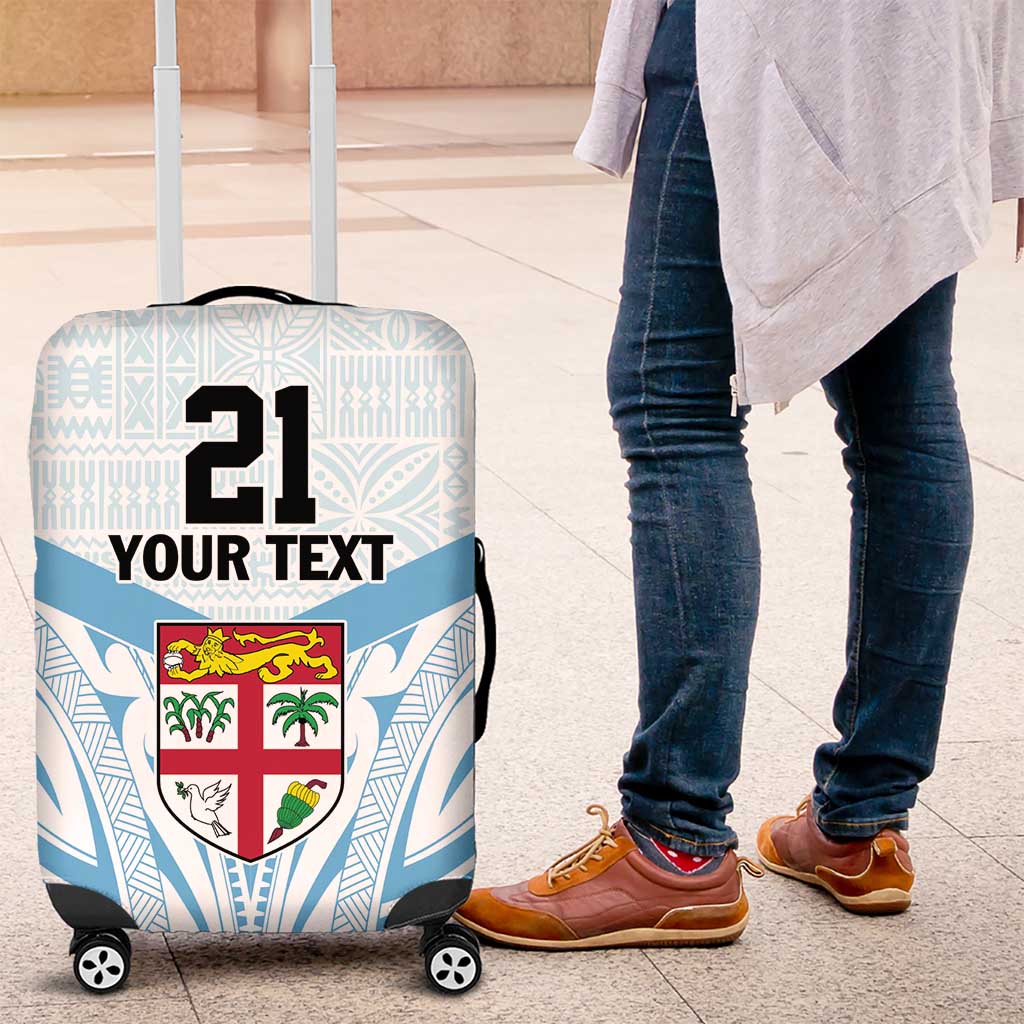 Fiji Football Custom Luggage Cover Bula Boys Go Champions LT9 Blue - Polynesian Pride