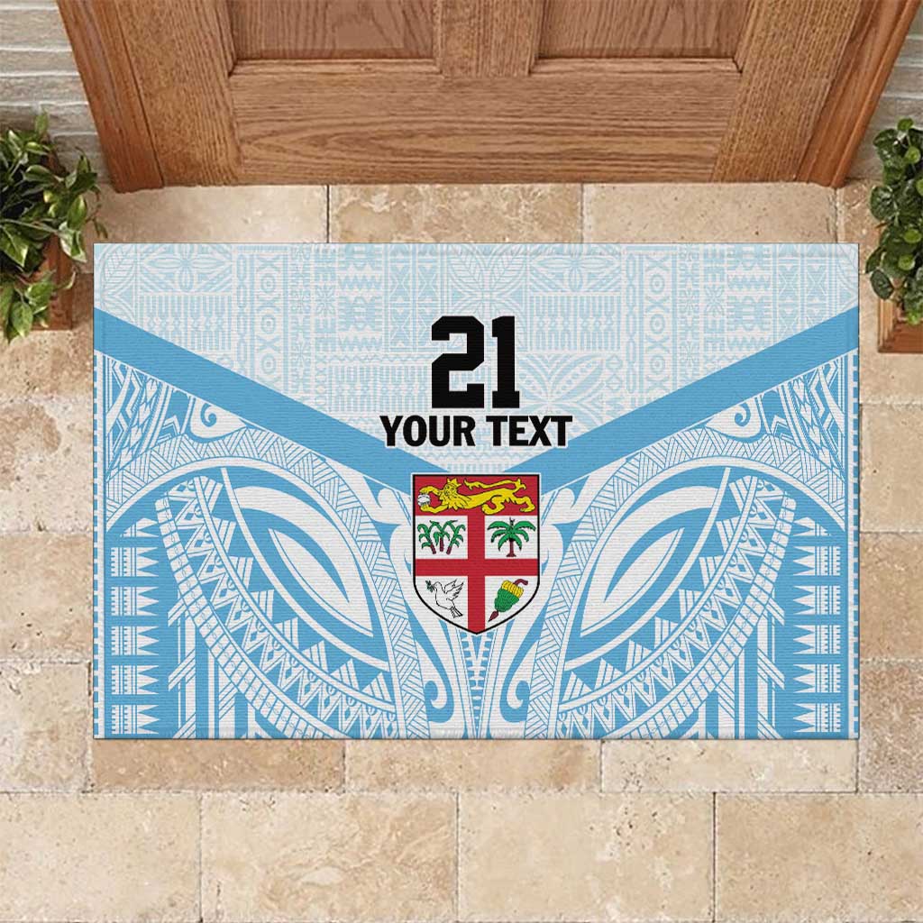 Fiji Football Custom Rubber Doormat Bula Boys Go Champions LT9 Blue - Polynesian Pride
