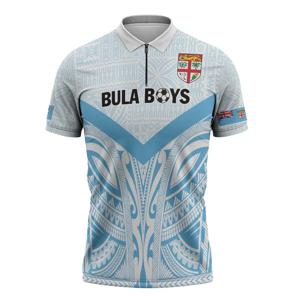 Fiji Football Custom Zipper Polo Shirt Bula Boys Go Champions - Polynesian Pride