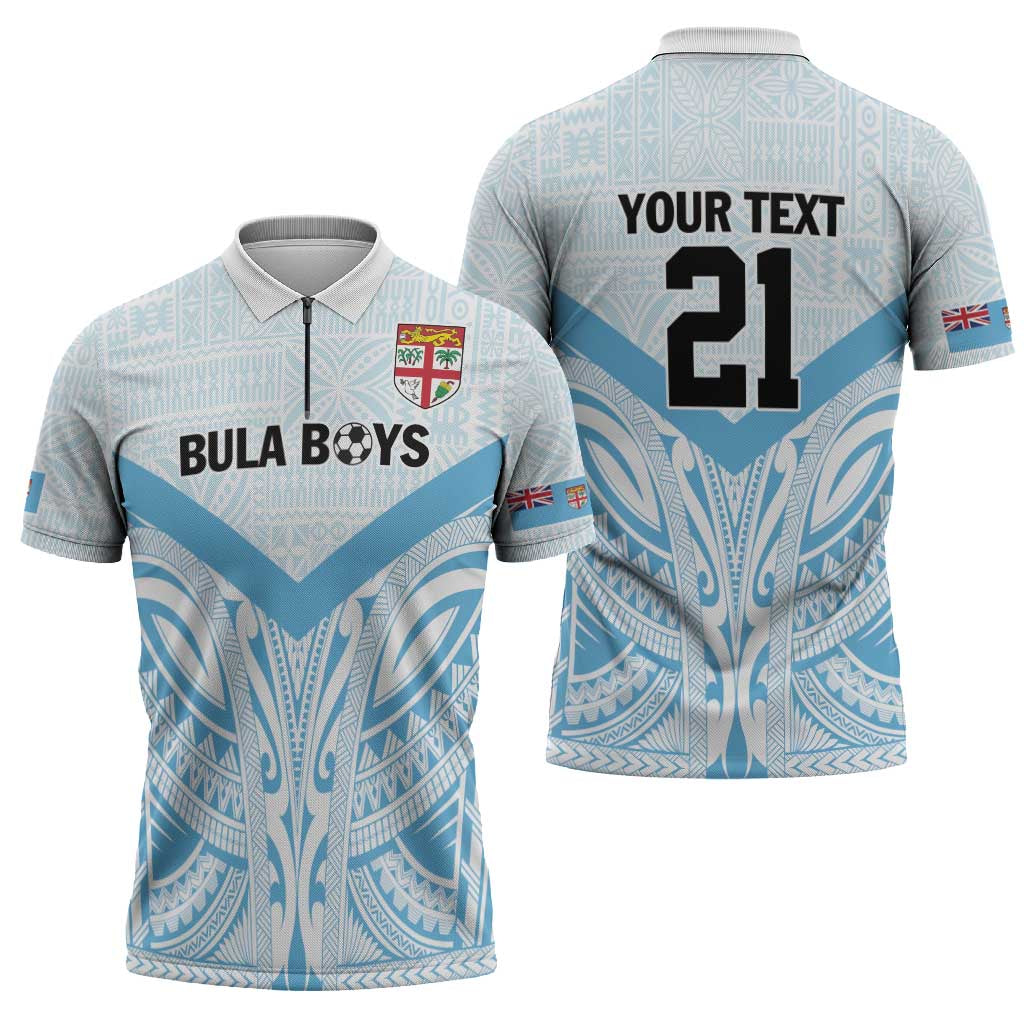 Fiji Football Custom Zipper Polo Shirt Bula Boys Go Champions - Polynesian Pride