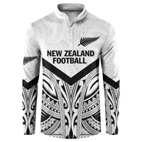 New Zealand Football Custom Button Sweatshirt All White Fern Go Champions LT9 White - Polynesian Pride