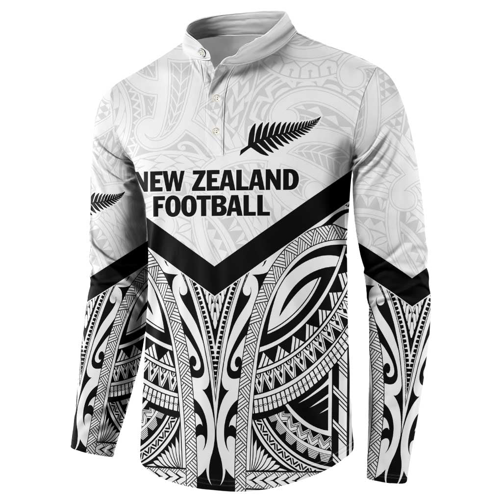 New Zealand Football Custom Button Sweatshirt All White Fern Go Champions LT9 - Polynesian Pride