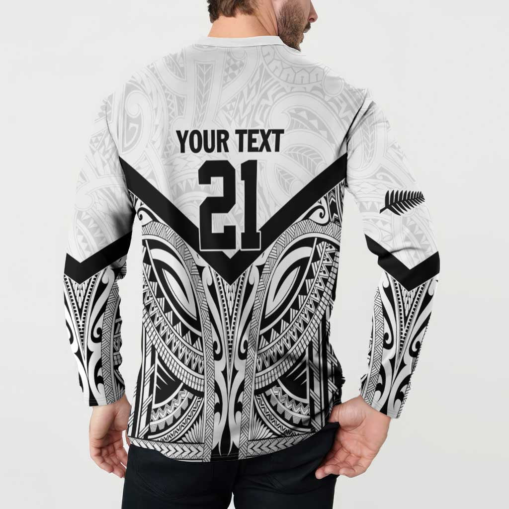 New Zealand Football Custom Button Sweatshirt All White Fern Go Champions LT9 - Polynesian Pride
