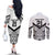 New Zealand Football Custom Couples Matching Off The Shoulder Long Sleeve Dress and Long Sleeve Button Shirt All White Fern Go Champions