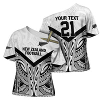 New Zealand Football Custom Cross Shoulder Shirt All White Fern Go Champions - Polynesian Pride