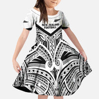 New Zealand Football Custom Family Matching Short Sleeve Bodycon Dress and Hawaiian Shirt All White Fern Go Champions LT9 Daughter's Dress White - Polynesian Pride
