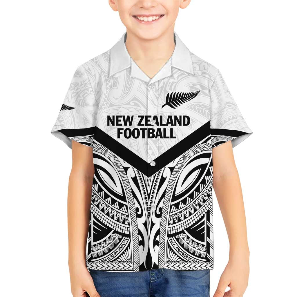 New Zealand Football Custom Family Matching Tank Maxi Dress and Hawaiian Shirt All White Fern Go Champions LT9 Son's Shirt White - Polynesian Pride