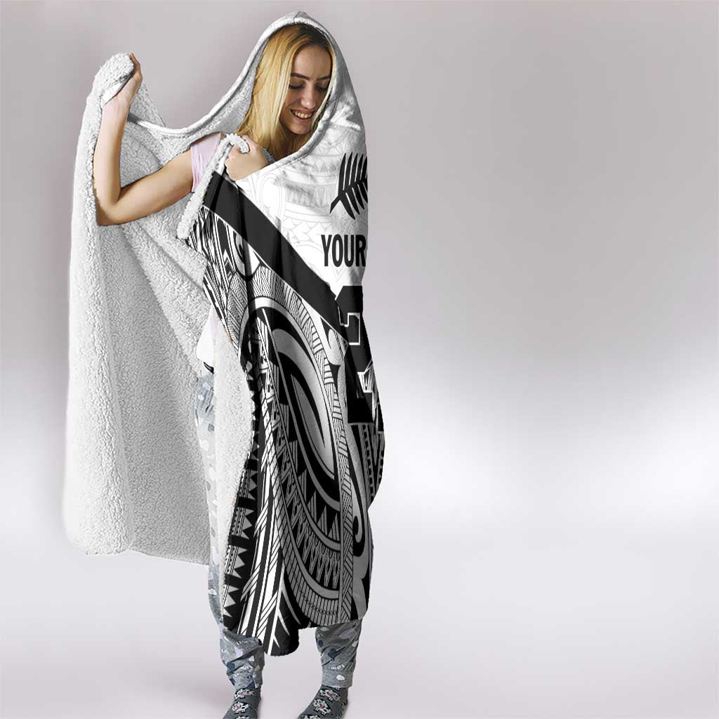 New Zealand Football Custom Hooded Blanket All White Fern Go Champions
