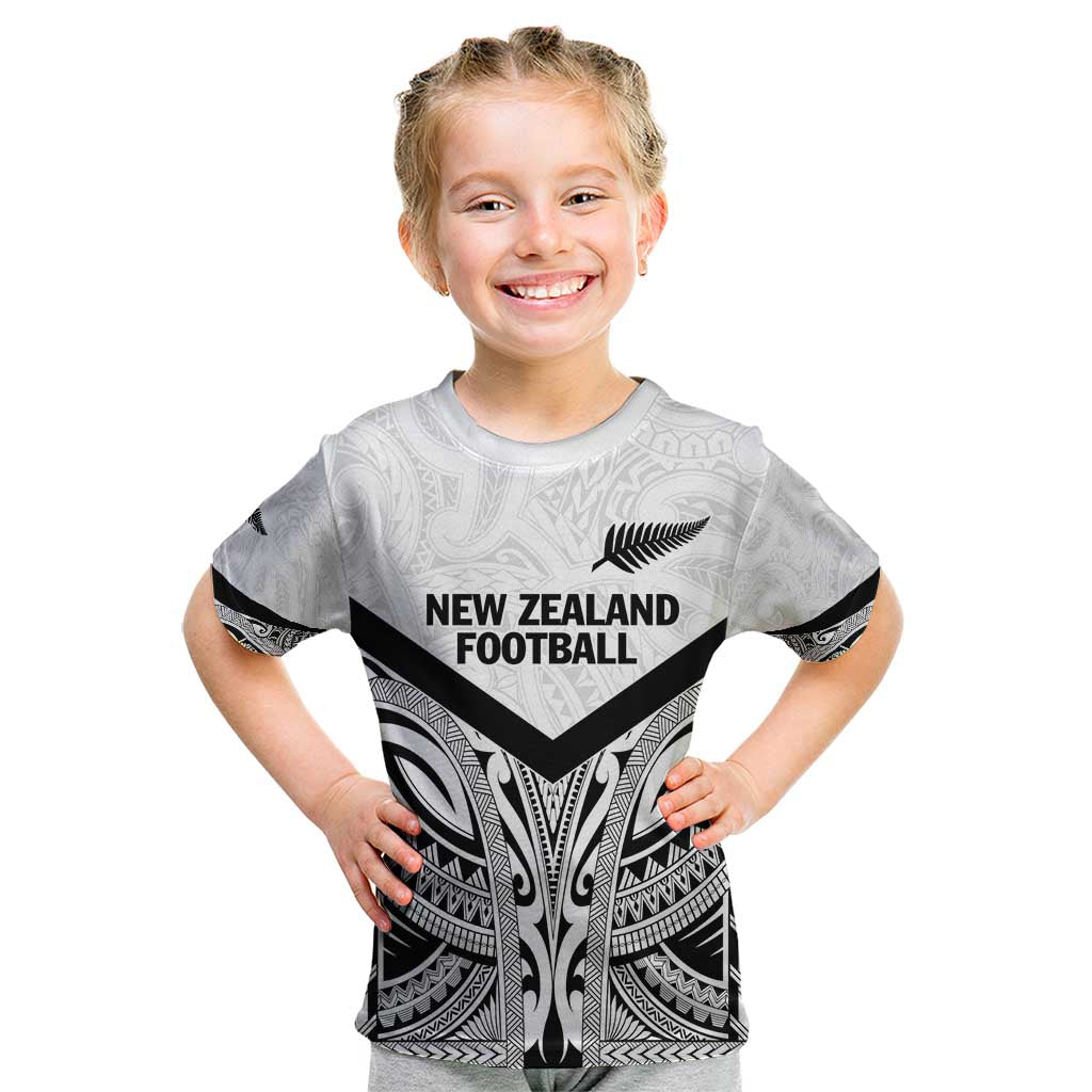New Zealand Football Custom Kid T Shirt All White Fern Go Champions