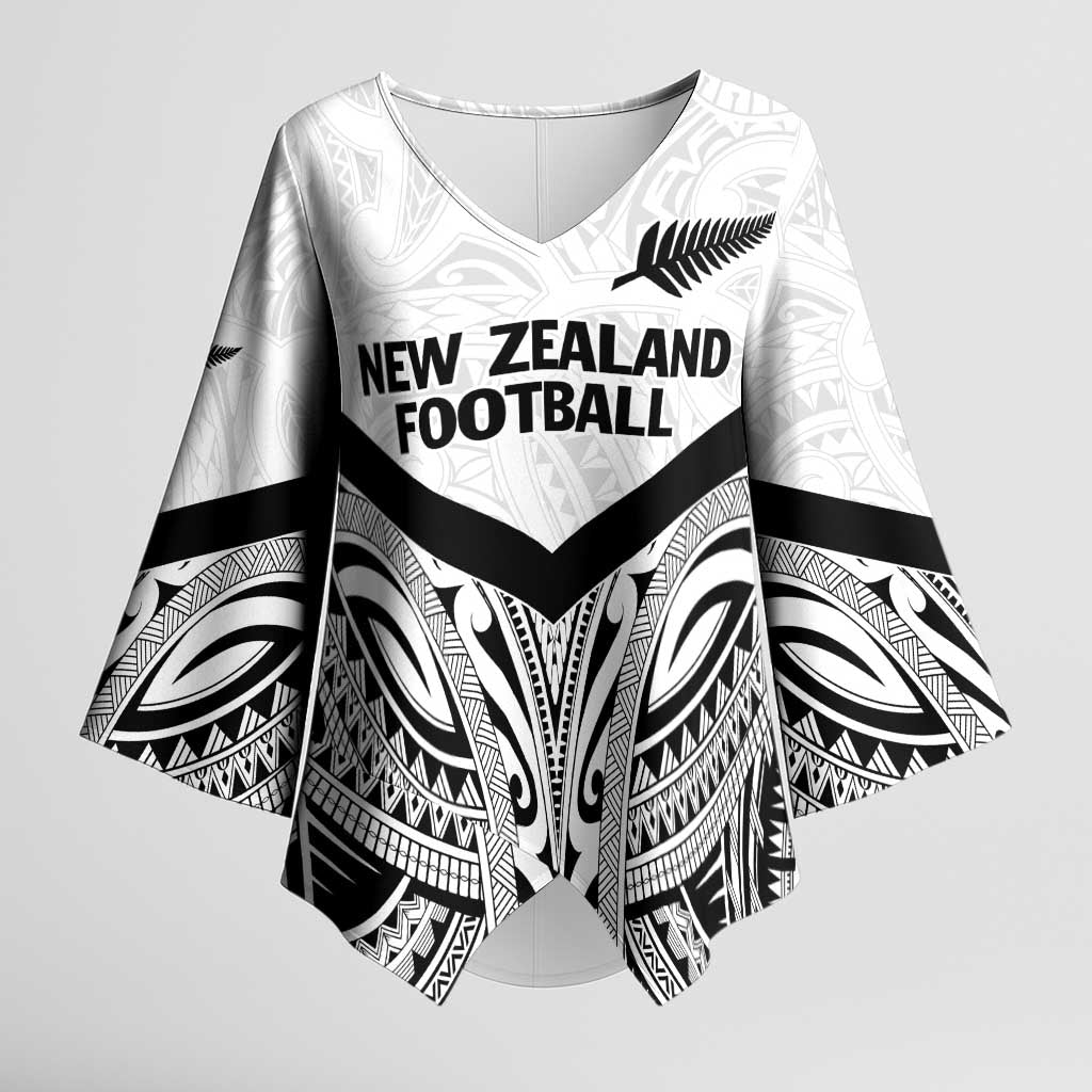 New Zealand Football Custom Kimono Sleeve Blouse All White Fern Go Champions - Polynesian Pride