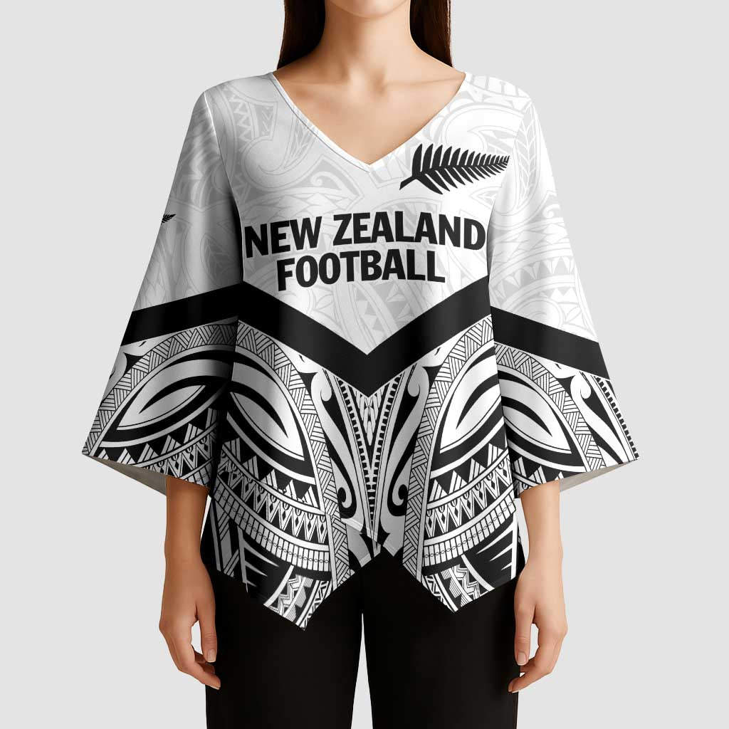 New Zealand Football Custom Kimono Sleeve Blouse All White Fern Go Champions - Polynesian Pride