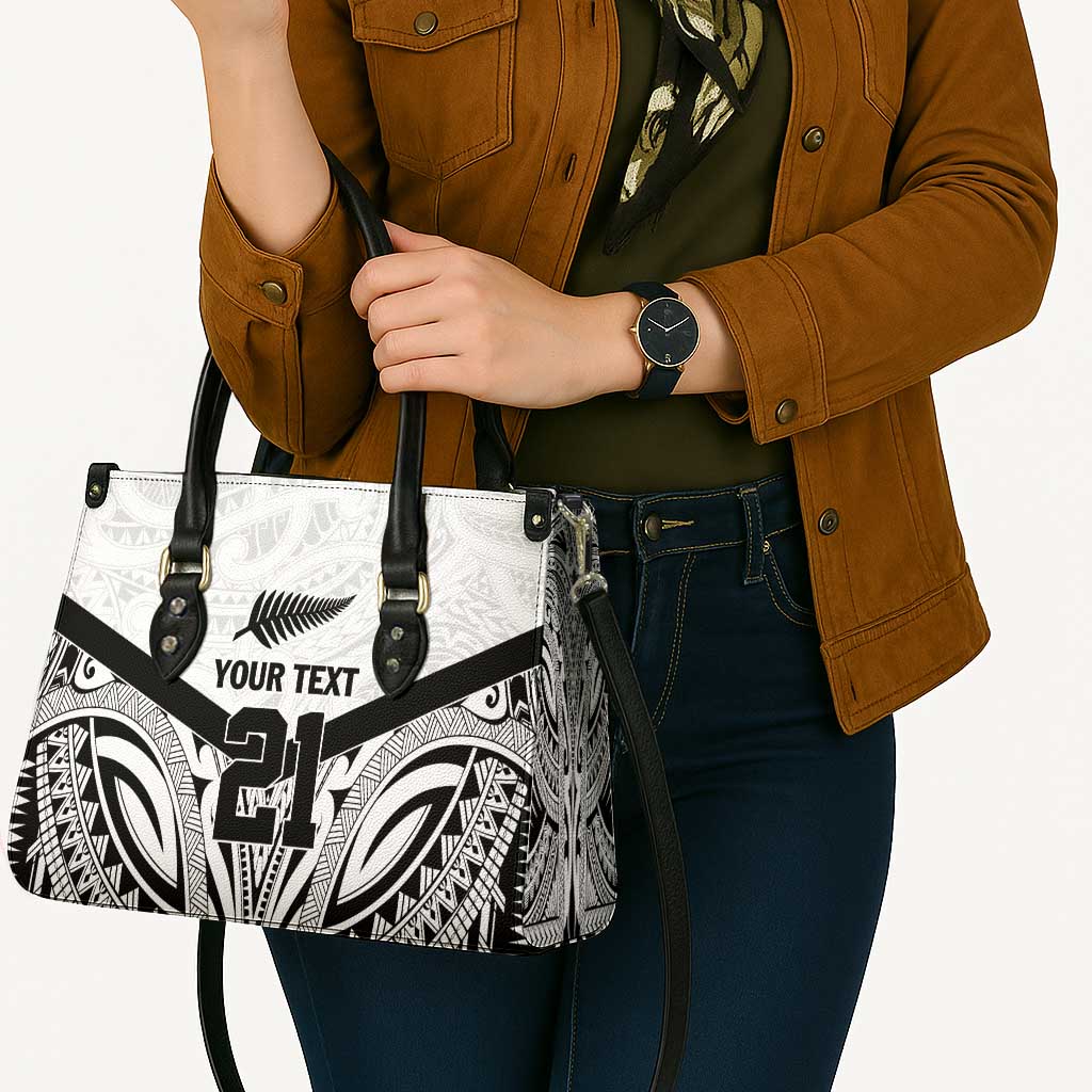 New Zealand Football Custom Leather Bag All White Fern Go Champions - Polynesian Pride