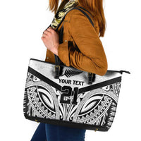 New Zealand Football Custom Leather Tote Bag All White Fern Go Champions