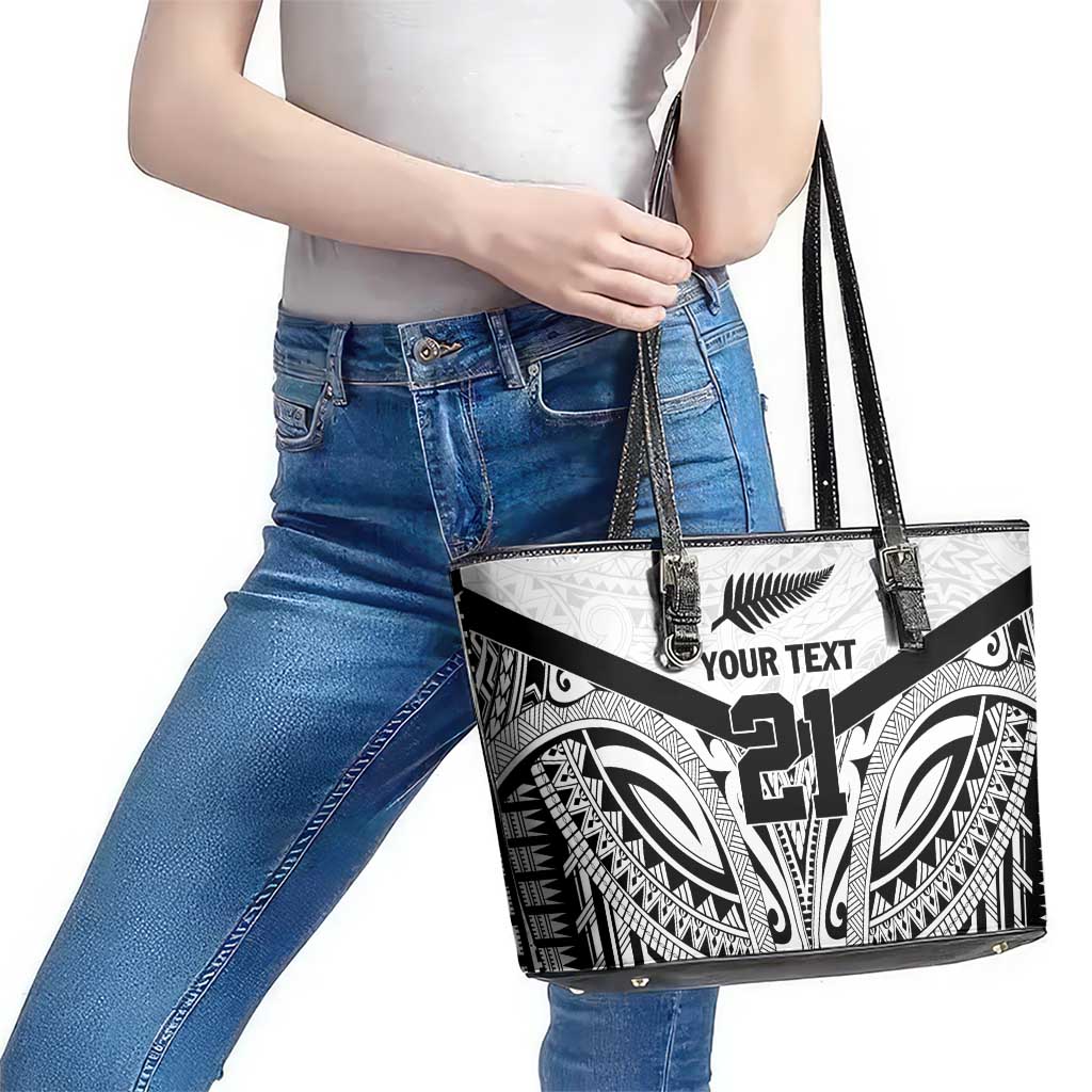 New Zealand Football Custom Leather Tote Bag All White Fern Go Champions