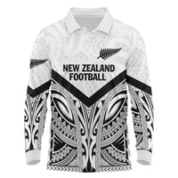 New Zealand Football Custom Long Sleeve Polo Shirt All White Fern Go Champions