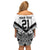 New Zealand Football Custom Off Shoulder Short Dress All White Fern Go Champions