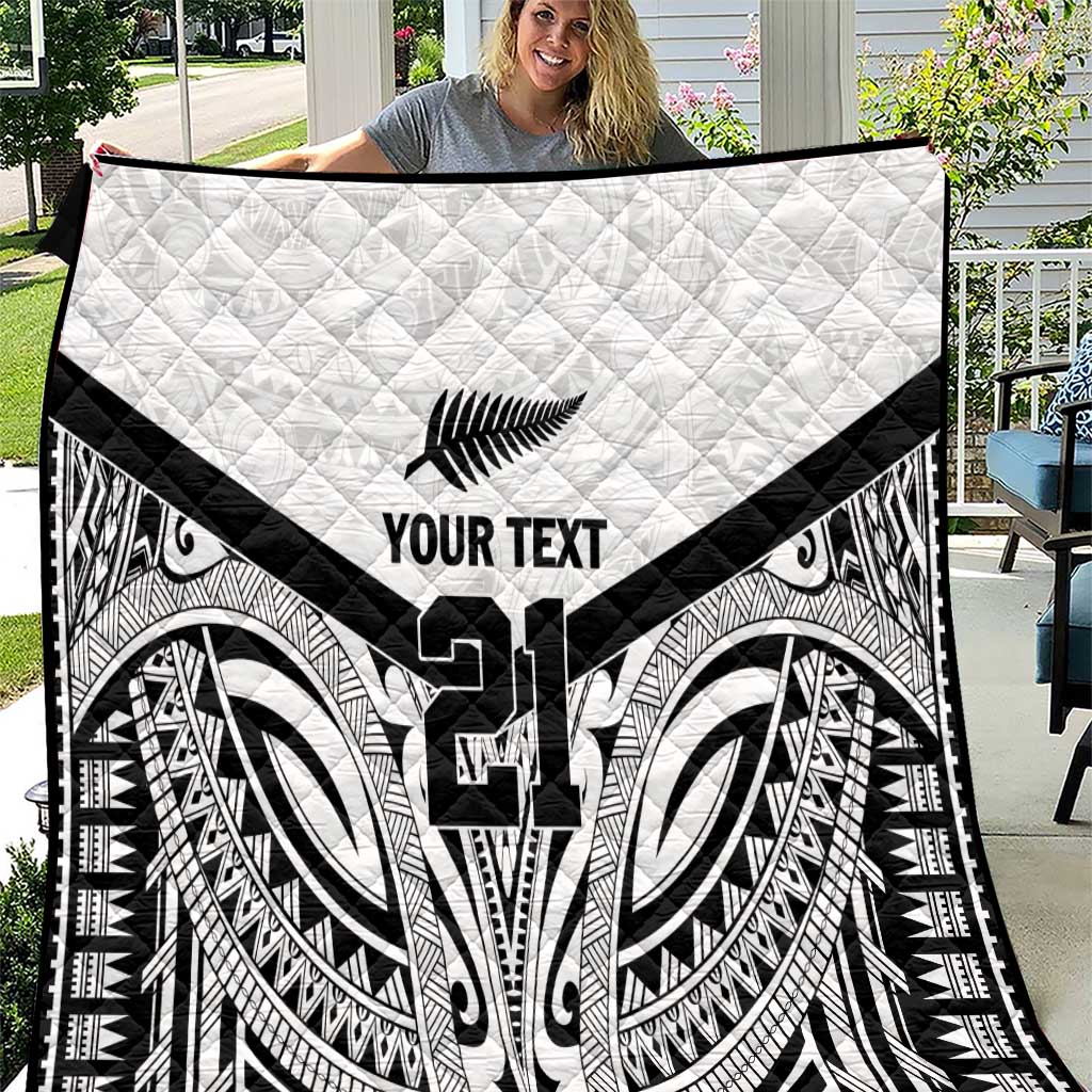 New Zealand Football Custom Quilt All White Fern Go Champions