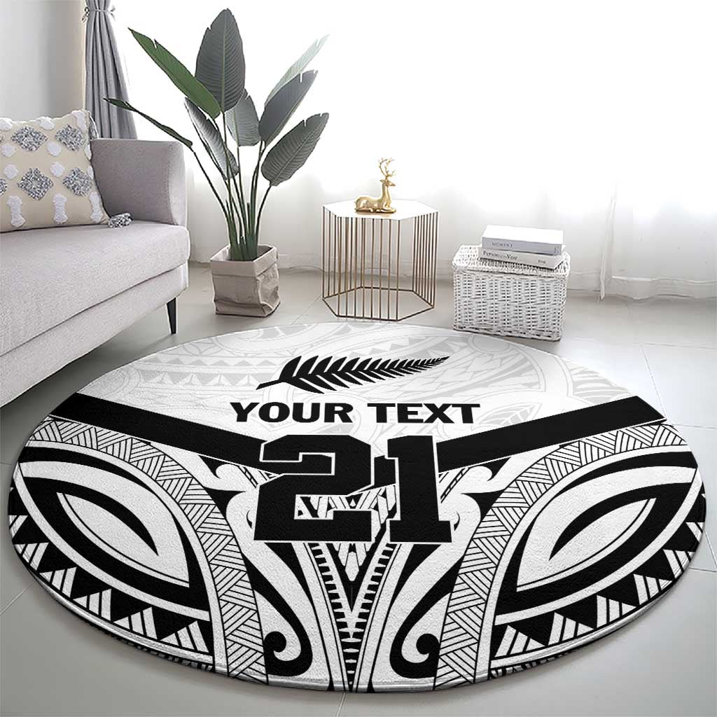New Zealand Football Custom Round Carpet All White Fern Go Champions