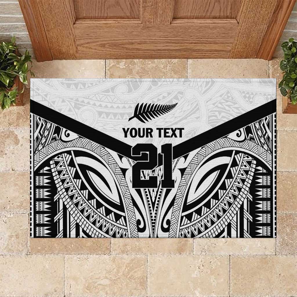 New Zealand Football Custom Rubber Doormat All White Fern Go Champions