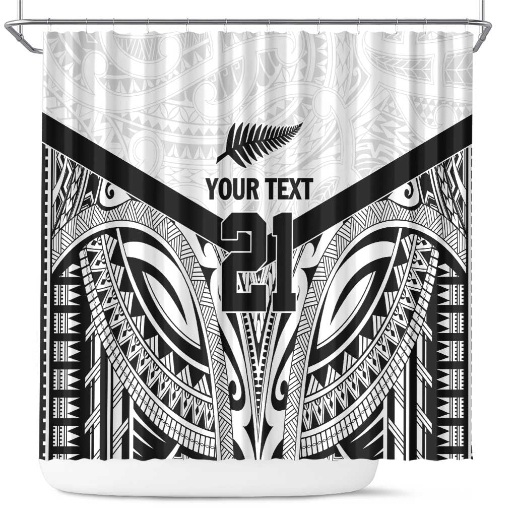 New Zealand Football Custom Shower Curtain All White Fern Go Champions