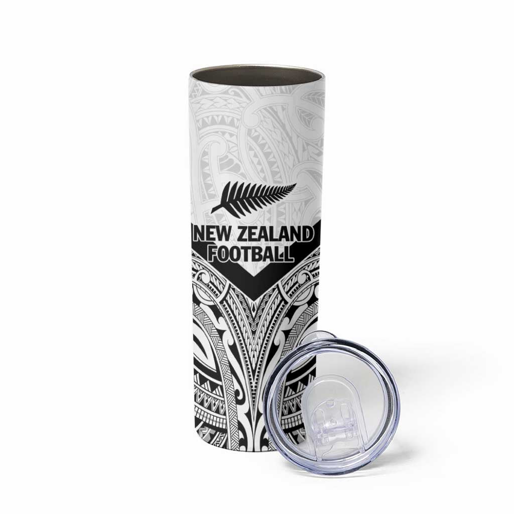 New Zealand Football Custom Skinny Tumbler All White Fern Go Champions