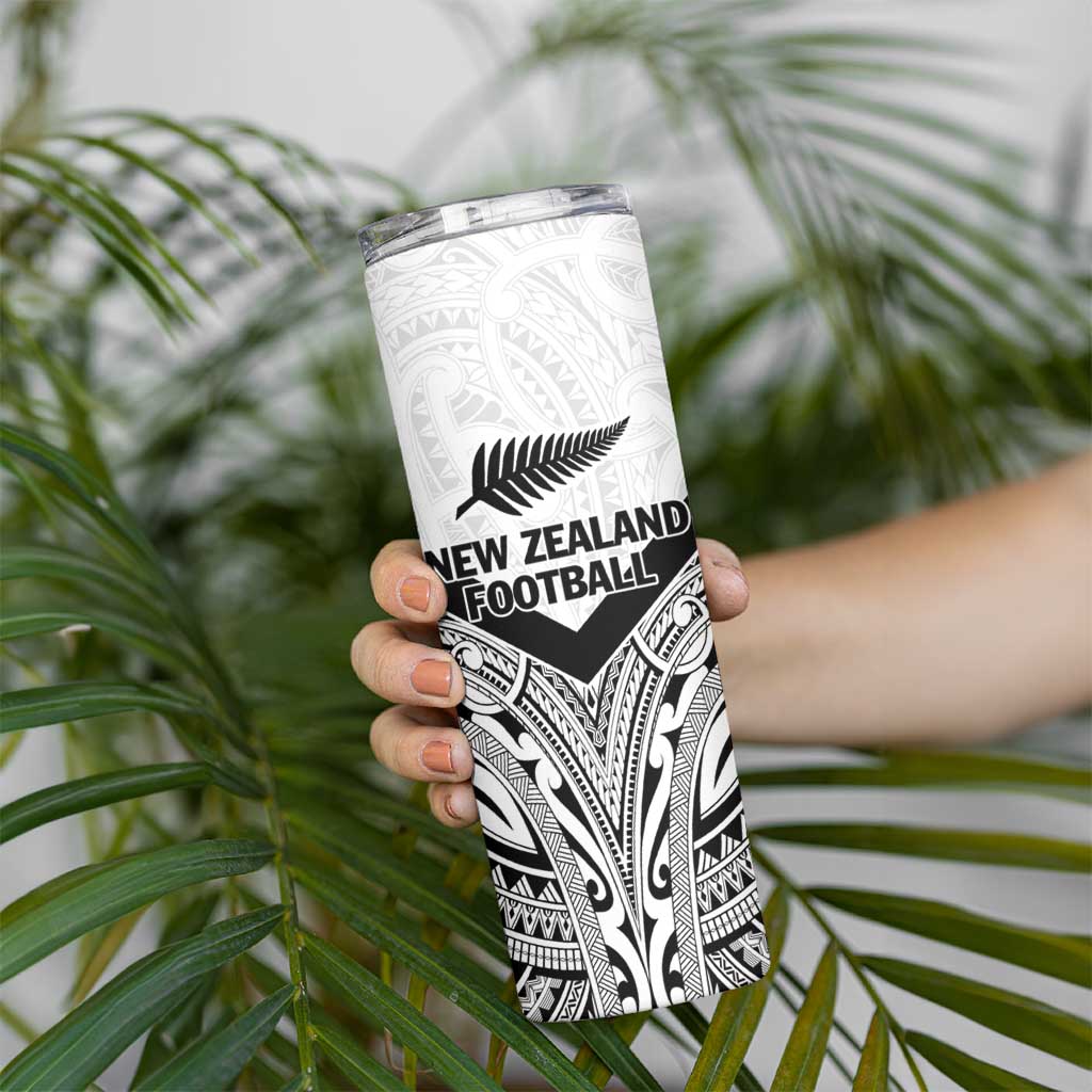 New Zealand Football Custom Skinny Tumbler All White Fern Go Champions