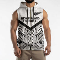New Zealand Football Custom Sleeveless Zip Hoodie All White Fern Go Champions - Polynesian Pride