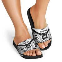 New Zealand Football Custom Slide Sandals All White Fern Go Champions - Polynesian Pride