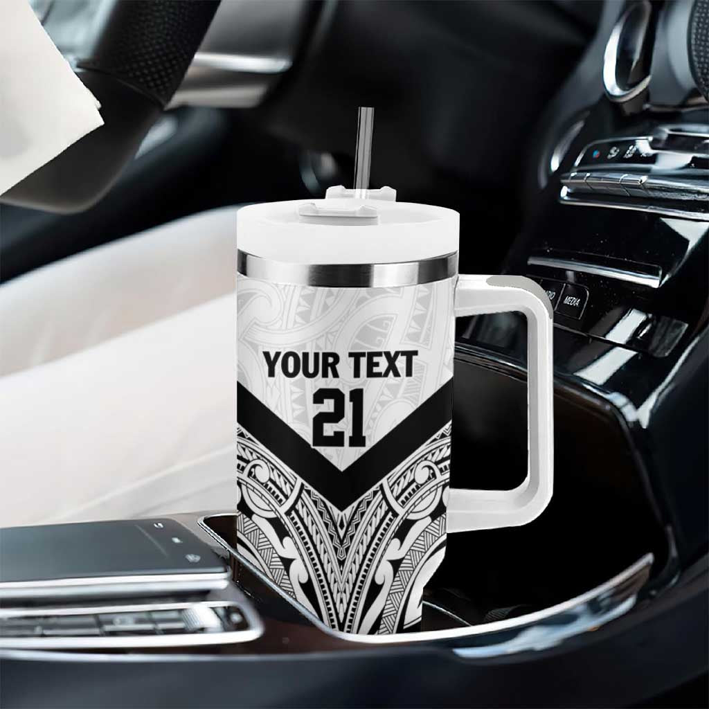 New Zealand Football Custom Tumbler With Handle All White Fern Go Champions