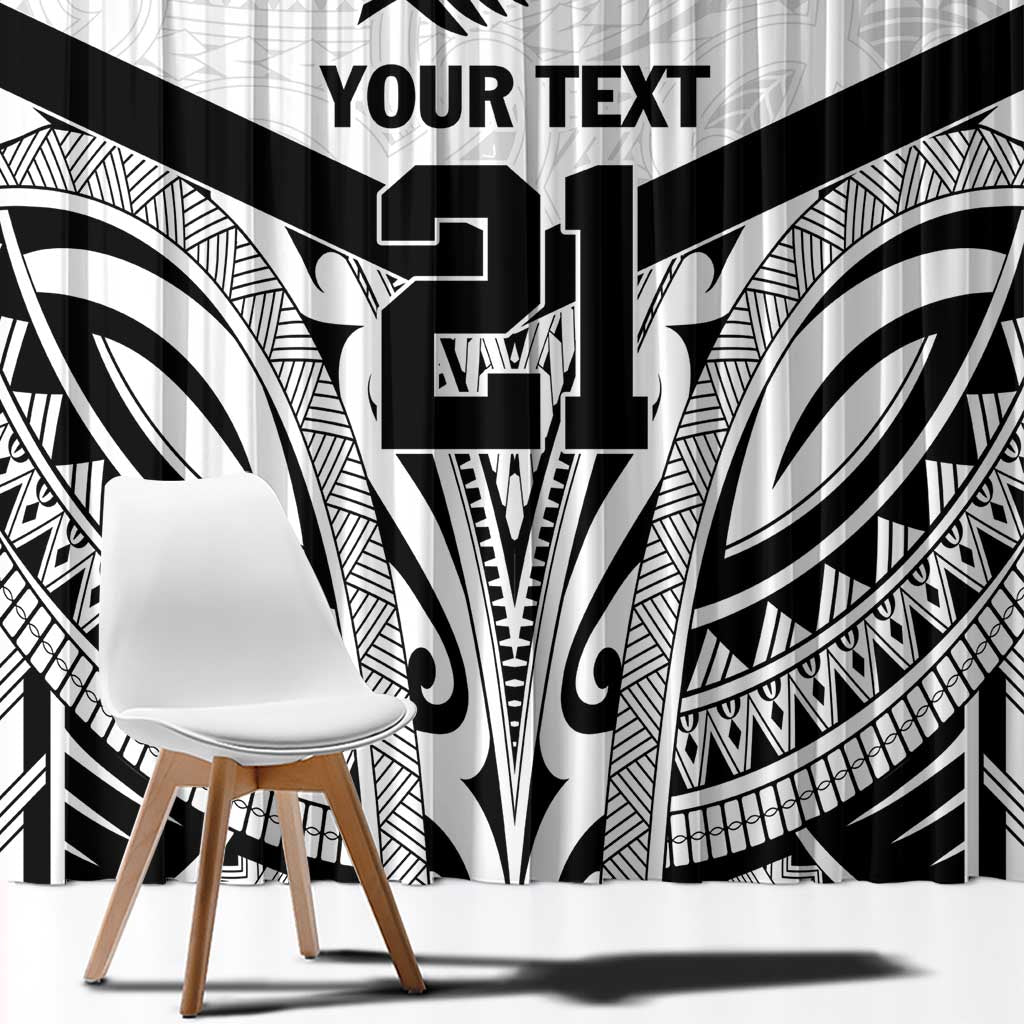 New Zealand Football Custom Window Curtain All White Fern Go Champions