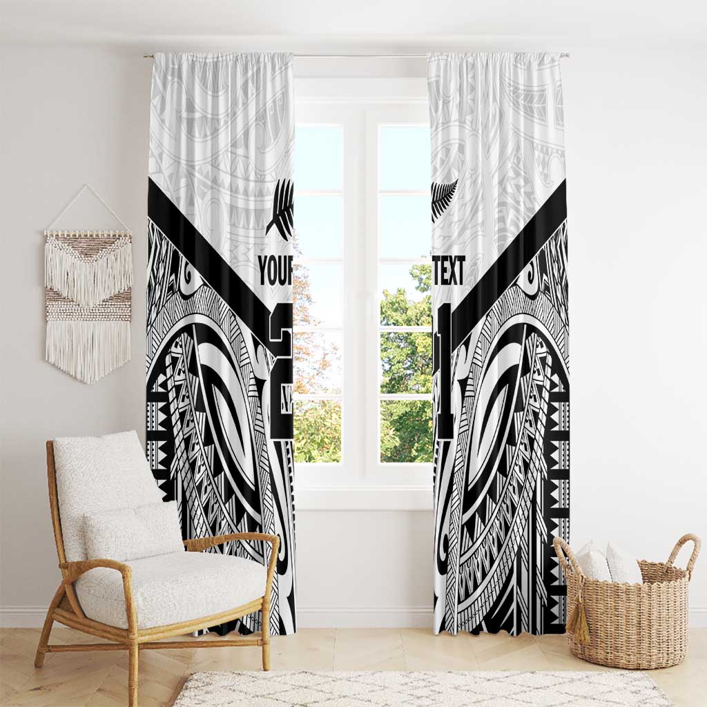 New Zealand Football Custom Window Curtain All White Fern Go Champions