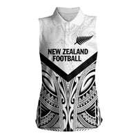 New Zealand Football Custom Women Sleeveless Polo Shirt All White Fern Go Champions