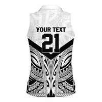 New Zealand Football Custom Women Sleeveless Polo Shirt All White Fern Go Champions
