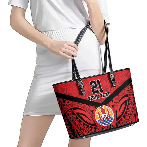 Afro-Jamaicans Football Custom Leather Tote Bag Black Ethnic Motifs LT9 main image 0