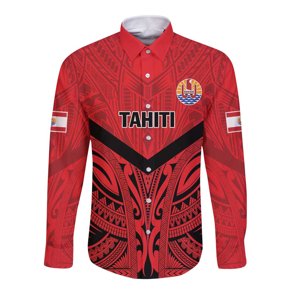 Tahiti Football Custom Long Sleeve Button Shirt Toa Aito Go Champions LT9 Unisex Red - Polynesian Pride