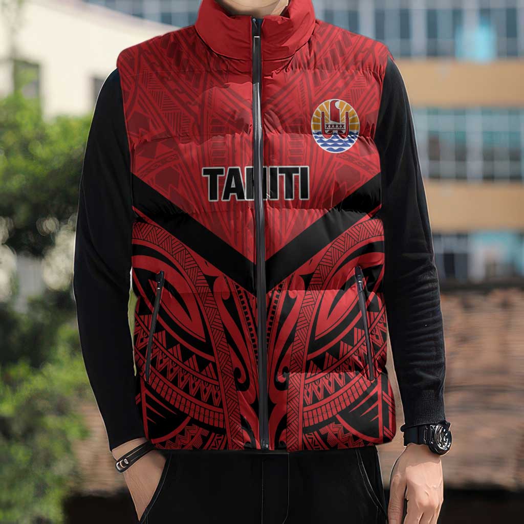 Tahiti Football Custom Sleeveless Puffer Jacket Toa Aito Go Champions - Polynesian Pride