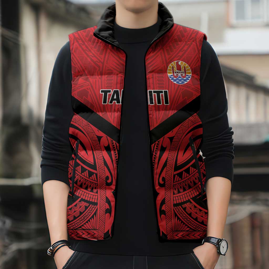 Tahiti Football Custom Sleeveless Puffer Jacket Toa Aito Go Champions - Polynesian Pride
