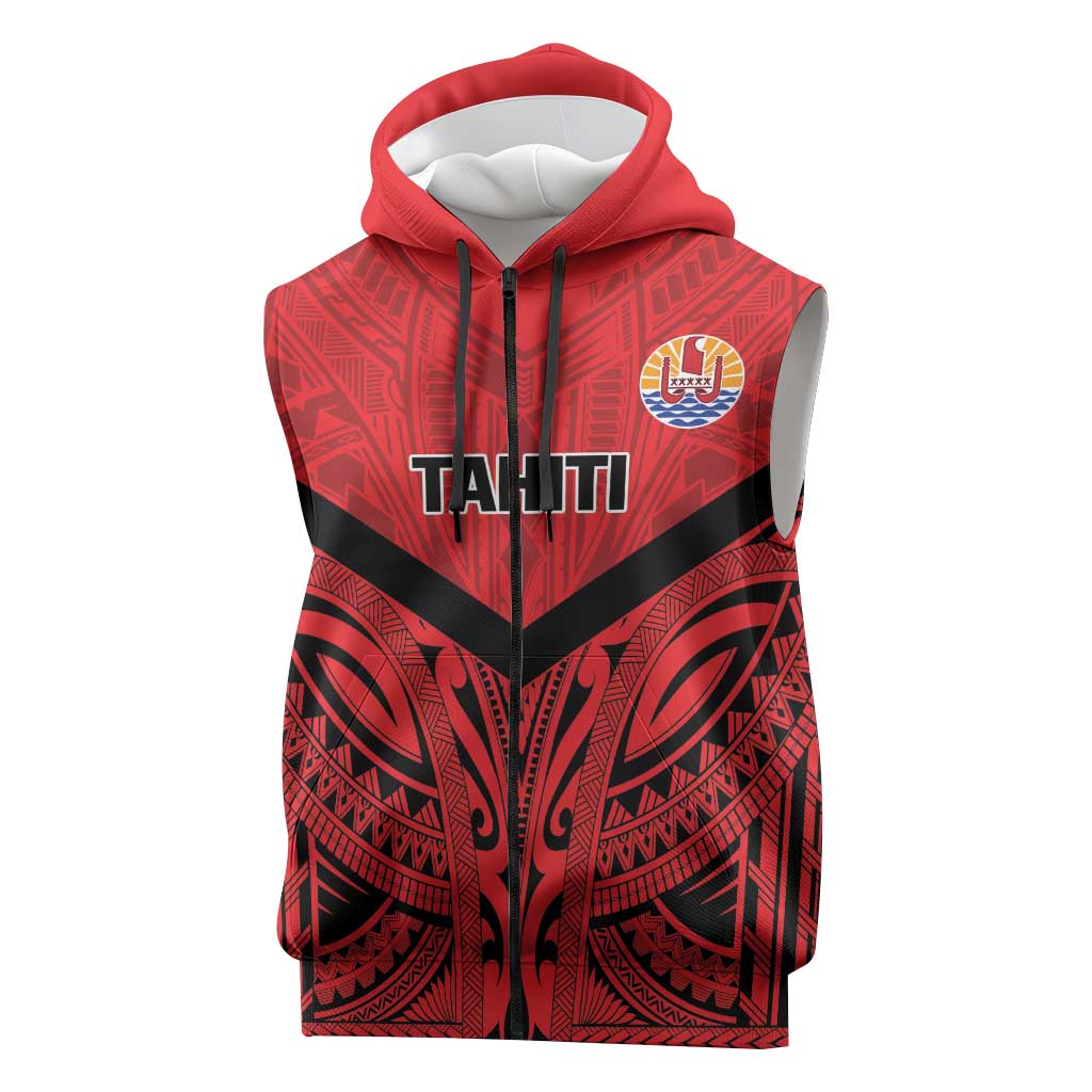 Tahiti Football Custom Sleeveless Zip Hoodie Toa Aito Go Champions - Polynesian Pride