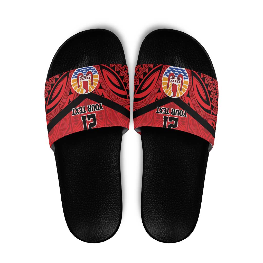 Tahiti Football Custom Slide Sandals Toa Aito Go Champions LT9 Red - Polynesian Pride