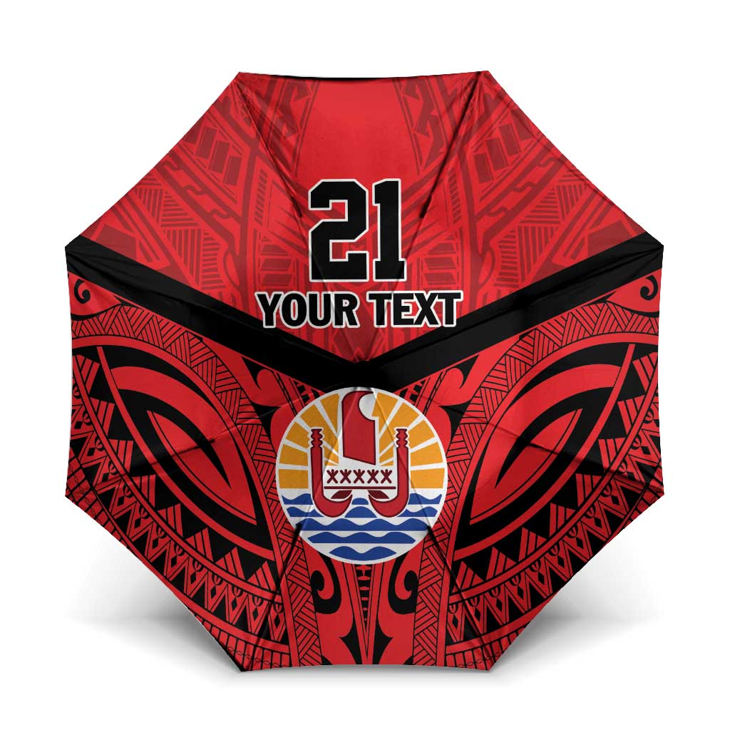 Tahiti Football Custom Umbrella Toa Aito Go Champions LT9 One Size Folded 11.42 inch Opened Diameter 37.4 inch Red - Polynesian Pride